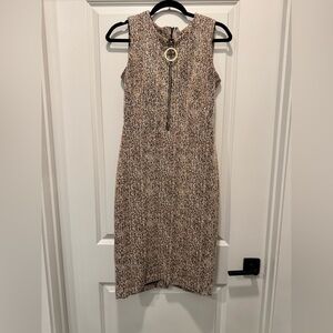 Calvin Klein Textured Sleeveless Dress - Brown and Black